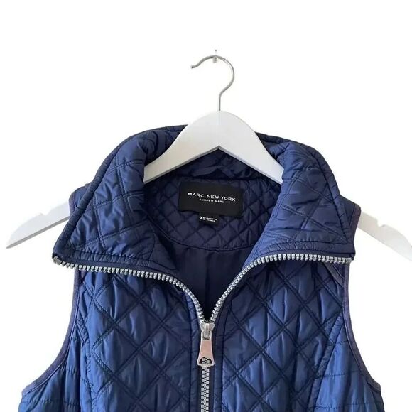 Marc New York Womens
Medium M Quilted Sleeveless
Vest Blue  Full Zip SZ XS - Picture 2 of 11